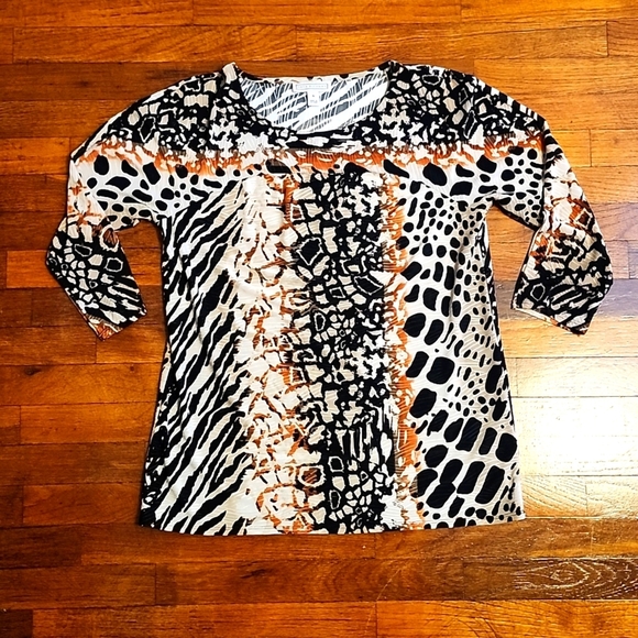 Animal Print Dana Buchman 3/4 Sleeve Womens Blouse - Picture 1 of 4